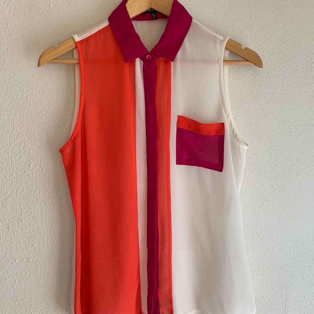 Semi-sheer XOXO sleeveless blouse